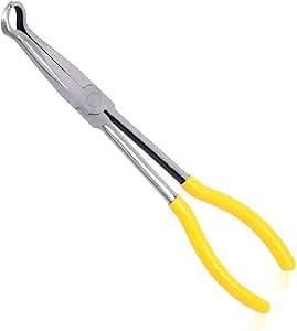 SPEEDWOX Long Reach Hose Grip Pliers 11 Inches Ring Nose 3/5 Inch Diameter Offset Spark Plug Boot Removal Serrated Jaws for Hard to Reach Narrow Spaces