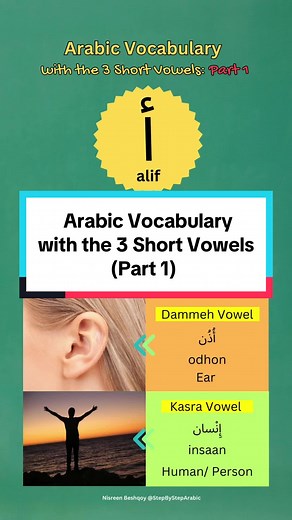 Arabic Vocabulary with the 3 Short Vowels: Part 1 🎉 Exciting Announcement! I am launching an online Arabic Language Academy: “Step-by-Step Arabic Academy” I will be teaching Arabic from beginner to advanced Arabic. You will learn to read, write, and speak Arabic. ➡️ Go to the link in my bio, tap on the academy link, and sign up to be the first to know when we launch! #arabiclearning #arabiclanguage #arabictiktok #learnarabic #arabic #learnarabicwithme #arabicphrases #arabicletters #tiktokarab #