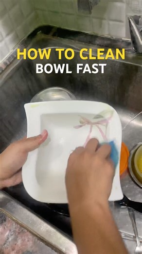How to Clean Bowls Fast | Kitchen cleaning hacks #short