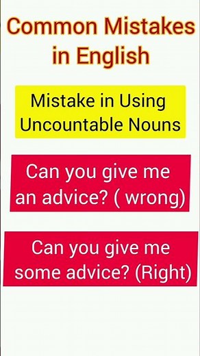 Common Mistakes in English | Uncountable Nouns
