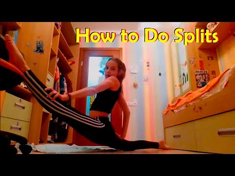 Gymnastic Girl and Her Splits Stretching Exercises For Improving Flexibility