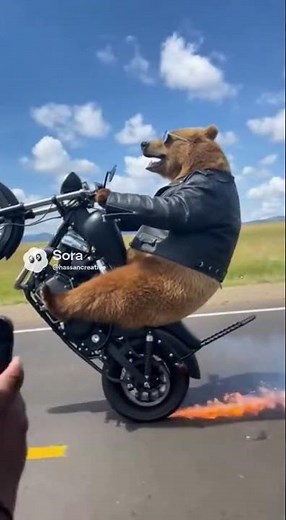 “Bear Riding a Bike on ONE Wheel — Unbelievable Skill! 🐻🚲🔥”
