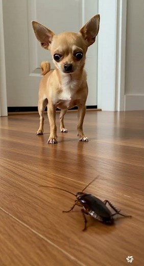 Chihuahua Meets a Giant Cockroach – Its Reaction Is Priceless! 😱