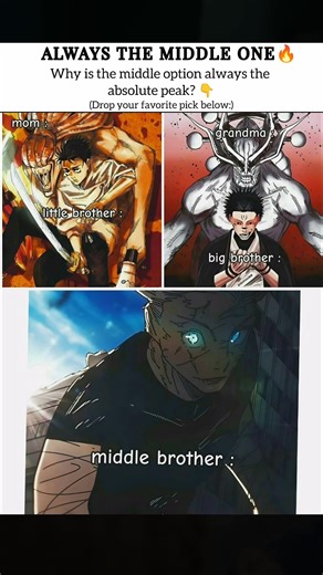 Middle ones are always the best🔥 #anime #jujutsukaisen #jjk #gojosatoru #yutaokkotsu #sukuna #gojo
