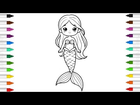 How to Draw a Mermaid for Kids | Cute & Simple Mermaid Drawing |