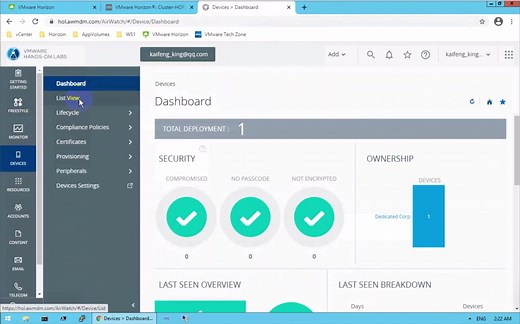 VMware Horizon Windows 10 的 Workspace ONE UEM 现代管理
