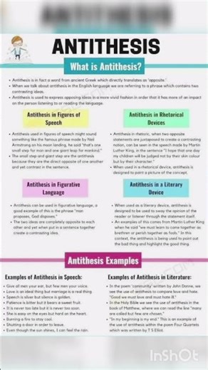 What is the 'Antithesis' and importance parts 🤔 😳 #literarystudies #englishgrammar #