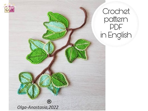 Irish Crochet Branch Pattern: Leaf Applique Tutorial (PDF)