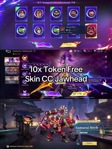 Draw 10x Free Token Galactic Starhawk MLBB, Get Free Skin Jawhead Collector Only 10x Draw Advance Server ML BBC Vanguard Coin #jawhead #ml #mlbb #mobilelegends #mobilelegendsbangbang