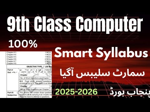 9th Class Computer Smart syllabus || Syllabus Reduced || All Punjab boards || 2025-2026 || New