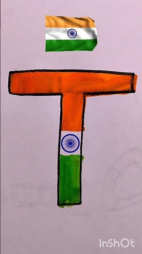 T Letter India Flag Art Creative Alphabet Drawing with Indian Flag Colors Easy Art Tutorial#shorts