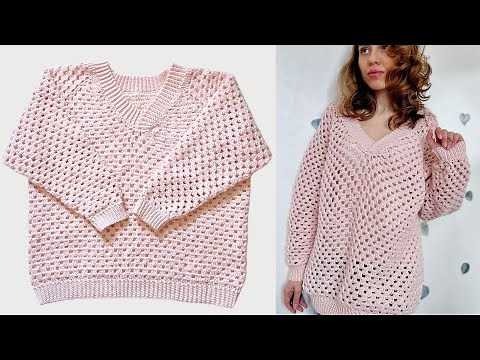 How to make a crochet sweater 🧶 All sizes 💐 Spring summer 🌈 Free easy crochet tutorial ✨