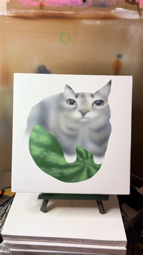 Creative Cat Painting with Melons