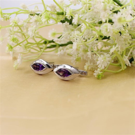 Amethyst 925 Sterling Silver Cufflinks, Purple Marquise Gemstone Bezel Set, Elegant Formal Tuxedo Cuff Links for Men - Etsy