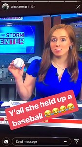 If you can’t laugh at yourself who can you laugh at? I meant to say baseball AND tennis ball sized hail! Oops! Or maybe I’m just really excited for baseball | Meteorologist Caroline Brown