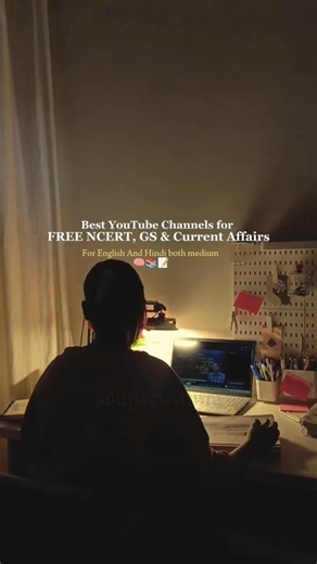 Best FREE YouTube Channels for NCERT & GS (Hindi & English) 📚✨ #upsc #studytips
