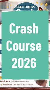 Stop guessing in CSEC English. We’re fixing: – weak answers – lost marks – confusion in Paper 2 📚 Crash Course (Zoom) English A: May 1–4 English B: May 8–11 ⏰ 7–9PM 💰 $280 per subject 🔒 Limited spots Real teaching. Real feedback. Real results. 👉 Link in bio #cxc #csecenglish #exam #CSEC