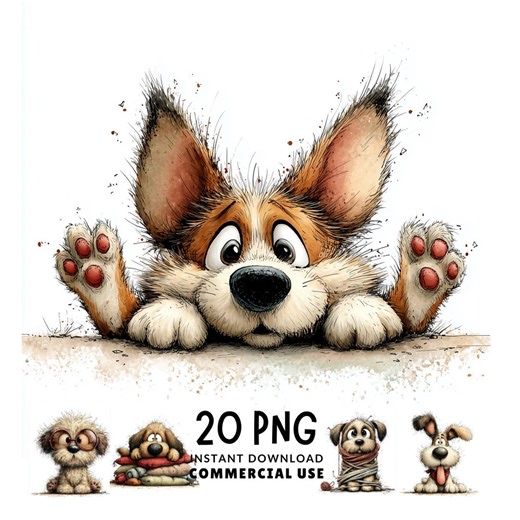 Cartoon Dog Clipart, Happy Puppies PNG Graphics (instant Download, Commercial Use - Etsy