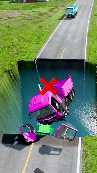 Dump trucks crossing water pit #19 | #carsvswater #beamngdrive #beamngcarsvs #deepwaterbeamngdrive