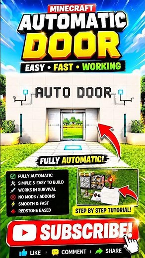 Minecraft Automatic Door Tutorial 🚪 | Easy Redstone Door Build (100% Working) | No Mods!