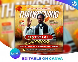 Customizable Thanksgiving Flyer Template Edit With Canva, Church Flyer DIY Canva Template, Social Media Thanksgiving Prayer Flyer Template - Etsy