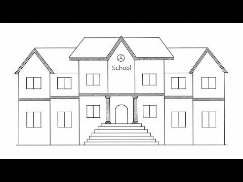 How to draw beautiful school / school drawing