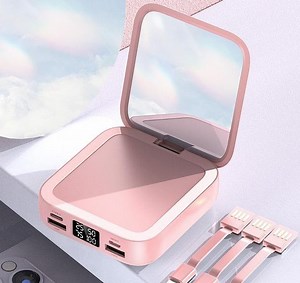 [Hot Item] Power Pack, Miniature Design Makeup Mirror, Built-in Cable Custom Logo Gift Selection