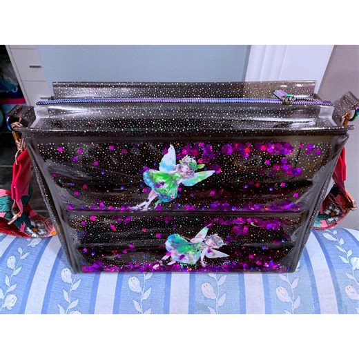 Big Liquid Glitter Fairy Purse on Holographic Black Vinyl - Etsy