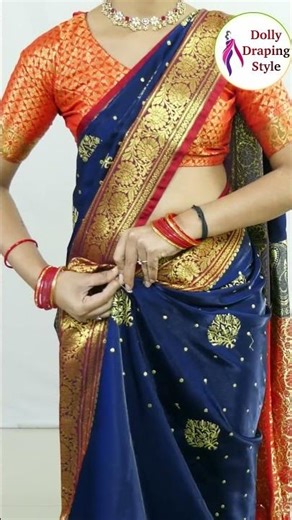 Elegant look in silk saree draping | perfect side &shoulder pleats #saree#drape#fashion#look