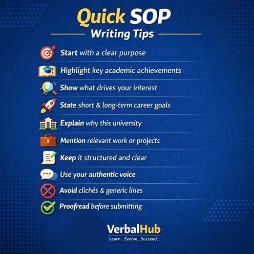 VerbalHub | 📝 SOP Writing Tips You Shouldn’t Miss! ✍️ Caption: Writing your Statement of Purpose (SOP) soon? Here are 🔟 quick tips from VerbalHub to... | Instagram