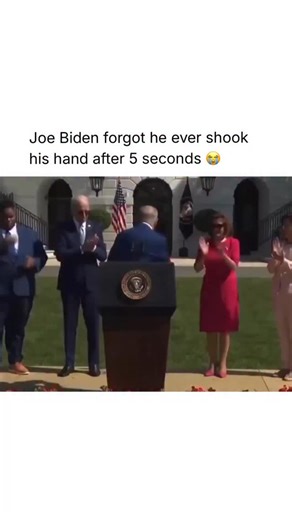 Dankstinct on Instagram: "At a August 9, 2022 White House event where President Joe Biden signed the CHIPS and Science Act, a short clip went viral showing him shake hands with Senate Majority Leader Chuck Schumer and then seemingly offer his hand again just a few seconds later. Biden’s second outstretched hand led many viewers online to joke that he had “forgotten” he’d already shaken Schumer’s hand, turning a routine greeting into a widely shared awkward moment. The footage circulated especial