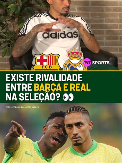 CLIMA DE BARCELONA X REAL MADRID? 👀🤔 Em papo exclusivo com o nosso @arthur_quezada, Raphinha explicou como é a relação dos jogadores dos gigantes espanhóis dentro da Seleção Brasileira! 🤝🇧🇷 A entrevista COMPLETA já está disponível no YouTube da TNT Sports Brasil! #copadomundo #brasil #selecaobrasileira #barcelona #realmadrid