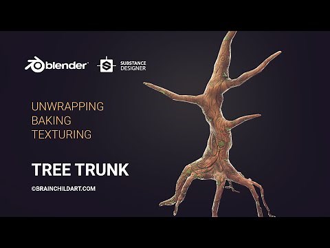 (Speed Game Art) Tree Trunk Unwrapping, Baking, Texturing (Blender 2.90 & Substance Designer)