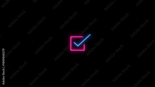 Check mark icon animation with approval symbol and confirmation sign. Tick mark status indicator with verified approval and success mark. Check mark with confirmation icon and accept status.
