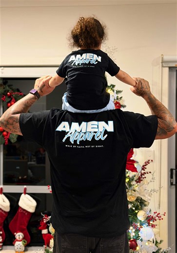 Raising them in faith, not trends. Amen Apparel. Comment 'AMEN' if this hits home ✝️⬇️ #amenapparel #faithoverfear #christianstreetwear #familyfaith #walkbyfaith