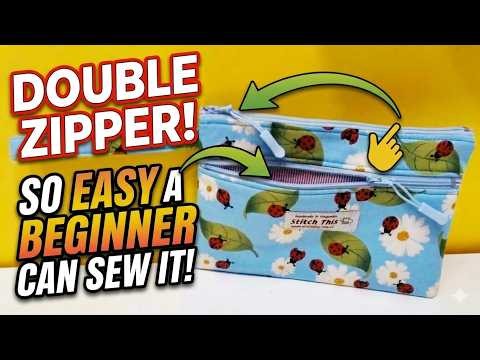How to Sew a Double Zipper Pouch | Super Easy Beginner Sewing Tutorial