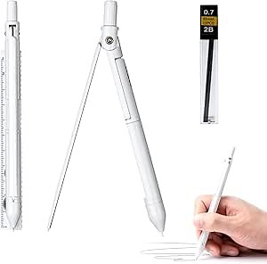 OZEANE Math Geometry Kit, Compass for Geometry Set, Reusable Two-in-one Compasses Pencil Include Shatterproof Storage Box, for Students and Engineering Drawing