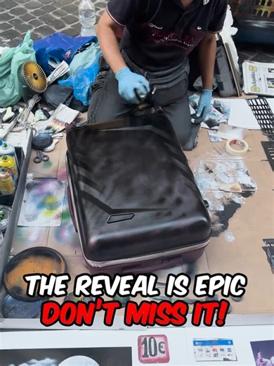 I asked a Street Artist to Spray Paint my Suitcase 🤯🫣 #streetart #DIY #upgrade #spraypaint #streetartist #rome | Spray Master USA
