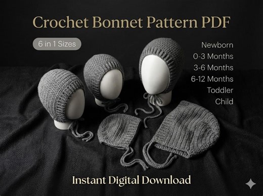 Crochet Bonnet Pattern PDF | Easy Crochet Baby Bonnet & Hat | Vintage Winter Bonnet | Crochet Balaclava Style | Christmas Crochet Pattern - Etsy