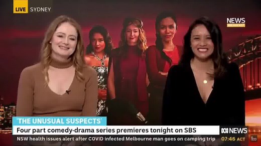 Interview with Fil-Aussie Michelle Vergara Moore and Miranda Otto, appearing on ‘The Unusual Suspects’, the four-part comedy drama series, available now on SBS On Demand. News Breakfast | The Philippine Times (Australia)