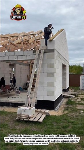 Modern Roof Frame Installation on AAC Block House | Gable Roof Construction Process