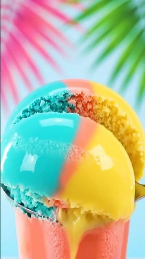 🌺 Tropical Rainbow Ice Pop ASMR | 8K Frozen Crack | Glossy Melt Layers