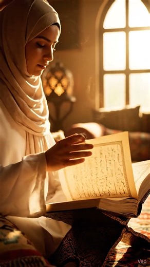 Girl Reading Quran in Peaceful Morning 🌿📖