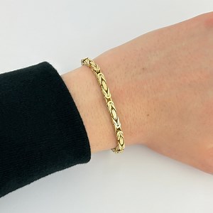 Solid 14k Gold Byzantine Bracelet Handmade Square Bali King Link - Etsy