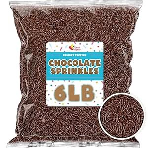 Chocolate Sprinkles - 6 Pounds - Chocolate Jimmies - Wholesale Ice Cream Sprinkles - Baking, Cupcake, Cookie Decorating - Dessert Toppings