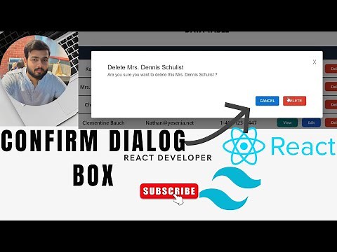 How to make a Confirm Dialog Box to delete an item in react js | React js tutorial
