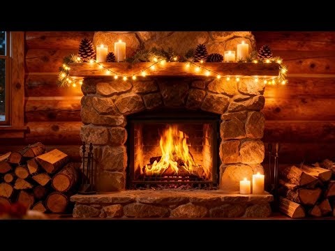 ❄️Cozy Winter Fireplace 24/7 | 🔥Fireplace Crackling | Snowy Cabin Ambience