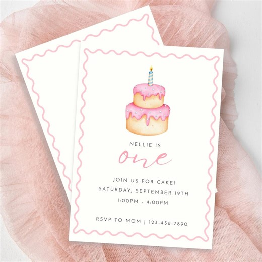 Baby Girl First Birthday Invitation: Editable Template (digital Download) - Etsy