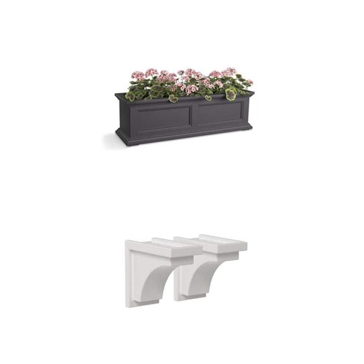Fairfield 36 in. x 11 in. Window Box with Nantucket White Decorative Corbel - The Home Depot