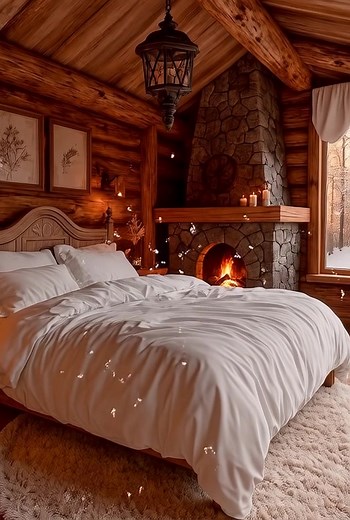 How cozy #cozy #cozyhome #cozyvibes #bushcraftskills | Log cabin